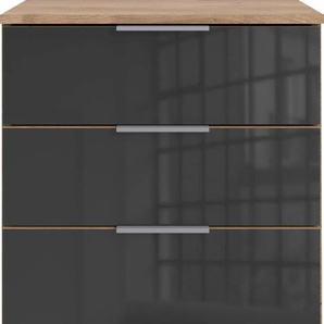 Nachtkommode WIMEX Easy Sideboards Gr. B/H/T: 52 cm x 74 cm x 38 cm, 4, grau (plankeneichefarben, grauglas) Nachtkonsolen und Nachtkommoden