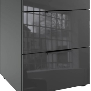 Nachtkommode WIMEX Level36 black C by fresh to go Sideboards Gr. B/H/T: 41 cm x 61 cm x 41 cm, 3, grau (graphit, glas grey) Nachtkonsolen und Nachtkommoden mit Glaselementen auf der Front, soft-close Funktion, 41cm breit