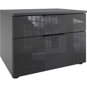 Nachtkommode WIMEX Level36 black C by fresh to go Sideboards Gr. B/H/T: 54 cm x 39 cm x 41 cm, 2, grau (graphit, glas grey) Nachtkonsolen und Nachtkommoden mit Glaselementen auf der Front, soft-close Funktion, 54cm breit