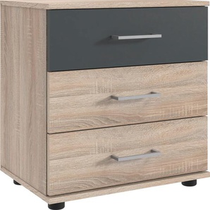 Nachtkommode WIMEX Taiga Sideboards Gr. B/H/T: 52 cm x 58 cm x 38 cm, 3, grau (eiche sägerau nachbildung, graphit) Nachtkonsolen und Nachtkommoden mit 3 Schubladen, 52cm breit