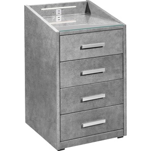 Nachtkonsole ED EXCITING DESIGN Kallisto Sideboards Gr. B/H/T: 47 cm x 76 cm x 46 cm, inkl. LED-Beleuchtung und USB-Anschluss-inkl. 4 Schubkästen und einer Glasplatte, 4, grau Nachtkonsolen und Nachtkommoden mit LED-Beleuchtung USB-Anschluss