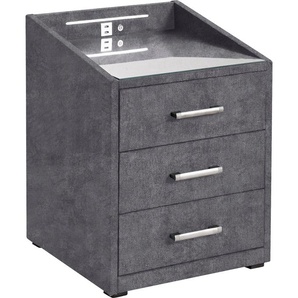 Nachtkonsole ED EXCITING DESIGN Moon, grau (anthrazit, salvador 15 anthrazit), B:47cm H:61cm T:46cm, Sideboards, mit LED-Beleuchtung und USB-Anschluss & USB-C-Anschluss, Topseller