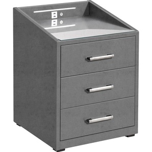 Nachtkonsole ED EXCITING DESIGN Moon Sideboards Gr. B/H/T: 47 cm x 61 cm x 46 cm, Microvelours, 3, grau (anthrazit, soro 97 anthrazit) Nachtkonsolen und Nachtkommoden mit LED-Beleuchtung USB-Anschluss & USB-C-Anschluss