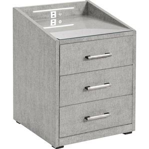 Nachtkonsole ED EXCITING DESIGN Moon Sideboards Gr. B/H/T: 47 cm x 61 cm x 46 cm, Microvelours, 3, grau (grau, uran 02 schlamm) Nachtkonsolen und Nachtkommoden mit LED-Beleuchtung USB-Anschluss & USB-C-Anschluss
