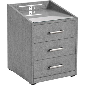 Nachtkonsole ED EXCITING DESIGN Moon Sideboards Gr. B/H/T: 47 cm x 61 cm x 46 cm, Microvelours, 3, grau (grau, uran 03 dark grey) Nachtkonsolen und Nachtkommoden mit LED-Beleuchtung USB-Anschluss & USB-C-Anschluss