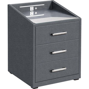 Nachtkonsole ED EXCITING DESIGN Moon Sideboards Gr. B/H/T: 47 cm x 61 cm x 46 cm, Webstoff, 3, grau (anthrazit, colet 17 anthrazit) Nachtkonsolen und Nachtkommoden mit LED-Beleuchtung USB-Anschluss & USB-C-Anschluss