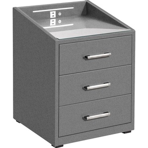 Nachtkonsole ED EXCITING DESIGN Moon Sideboards Gr. B/H/T: 47 cm x 61 cm x 46 cm, Webstoff, 3, grau (anthrazit, como 11 anthrazit) Nachtkonsolen und Nachtkommoden mit LED-Beleuchtung USB-Anschluss & USB-C-Anschluss