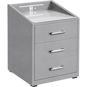 Nachtkonsole ED EXCITING DESIGN Moon Sideboards Gr. B/H/T: 47 cm x 61 cm x 46 cm, Webstoff, 3, grau (grau, inari 91 grau) Nachtkonsolen und Nachtkommoden mit LED-Beleuchtung USB-Anschluss & USB-C-Anschluss