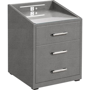 Nachtkonsole ED EXCITING DESIGN Moon Sideboards Gr. B/H/T: 47 cm x 61 cm x 46 cm, Webstoff, 3, grau (grau, savanna 21 grau) Nachtkonsolen und Nachtkommoden mit LED-Beleuchtung USB-Anschluss & USB-C-Anschluss
