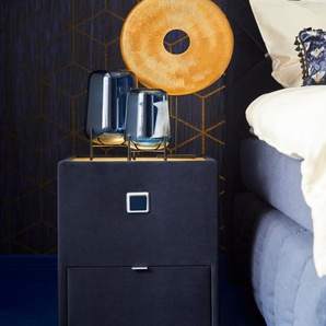 Nachtkonsole JOCKENHÖFER GRUPPE Lancy, blau (dunkelblau 403, 02), B:42,5cm H:53cm T:45cm, Holzwerkstoff, Glas, Sideboards, mit LED-Beleuchtung