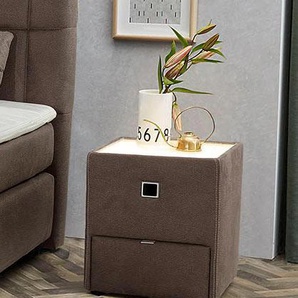 Nachtkonsole JOCKENHÖFER GRUPPE Lancy, braun (braun 493, 08), B:42,5cm H:53cm T:45cm, Holzwerkstoff, Glas, Sideboards, mit LED-Beleuchtung