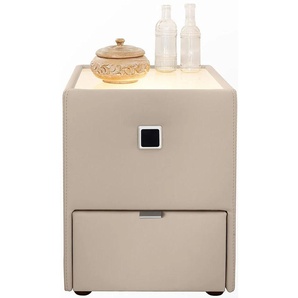 Nachtkonsole JOCKENHÖFER GRUPPE Lancy, beige (greige 440, 27), B:42,5cm H:53cm T:45cm, Holzwerkstoff, Glas, Sideboards, mit LED-Beleuchtung