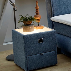 Nachtkonsole JOCKENHÖFER GRUPPE Lancy, blau (blau 414, 12), B:42,5cm H:53cm T:45cm, Holzwerkstoff, Glas, Sideboards, mit LED-Beleuchtung