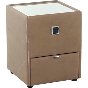Nachtkonsole JOCKENHÖFER GRUPPE Lancy, braun (schlamm 513, 28), B:42,5cm H:53cm T:45cm, Holzwerkstoff, Glas, Sideboards, mit LED-Beleuchtung