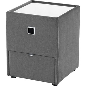 Nachtkonsole JOCKENHÖFER GRUPPE Lancy, grau (grau 341, 09), B:42,5cm H:53cm T:45cm, Holzwerkstoff, Glas, Sideboards, mit LED-Beleuchtung