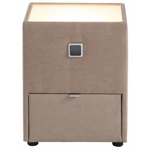 Nachtkonsole JOCKENHÖFER GRUPPE Lancy, bunt (taupe, braun 406, 28), B:42,5cm H:53cm T:45cm, Holzwerkstoff, Glas, Sideboards, mit LED-Beleuchtung