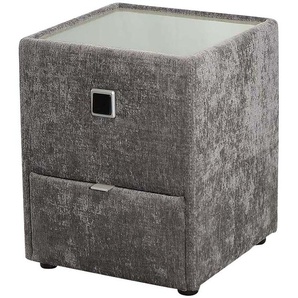 Nachtkonsole JOCKENHÖFER GRUPPE Lancy, grau (grau 460, 19), B:42,5cm H:53cm T:45cm, Holzwerkstoff, Glas, Sideboards, mit LED-Beleuchtung
