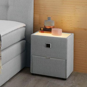 Nachtkonsole JOCKENHÖFER GRUPPE Lancy, grau (hellgrau 491, 09), B:42,5cm H:53cm T:45cm, Holzwerkstoff, Glas, Sideboards, mit LED-Beleuchtung