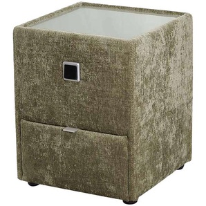 Nachtkonsole JOCKENHÖFER GRUPPE Lancy, grün (grün 460, 23), B:42,5cm H:53cm T:45cm, Holzwerkstoff, Glas, Sideboards, mit LED-Beleuchtung