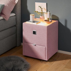 Nachtkonsole JOCKENHÖFER GRUPPE Lancy, rosa (rosé 369, 05), B:42,5cm H:53cm T:45cm, Holzwerkstoff, Glas, Sideboards, mit LED-Beleuchtung