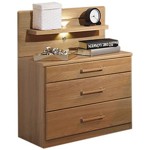 Nachttisch Sitara, Wildeiche, 58 cm, mit 3 Schubkästen