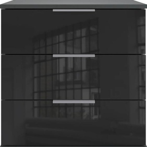 Nachtkonsole WIMEX Easy Sideboards Gr. B/H/T: 52 cm x 56 cm x 38 cm, 3, grau (graphit, schwarzglas) Nachtkonsolen und Nachtkommoden