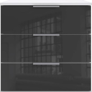 Nachtkonsole WIMEX Easy Sideboards Gr. B/H/T: 52 cm x 56 cm x 38 cm, 3, weiß (weiß, grauglas) Nachtkonsolen und Nachtkommoden mit Glas- oder Spiegelfront