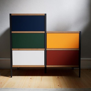 Nachtschrank Graphitgrau - Eleganter Nachtschrank: Schubladen in Blau - Hochwertige Materialien - 79 x 72 x 34 cm, konfigurierbar