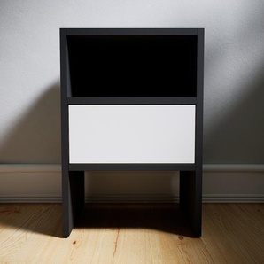 Nachtschrank Graphitgrau - Eleganter Nachtschrank: Schubladen in Weiß - Hochwertige Materialien - 41 x 60 x 34 cm, konfigurierbar