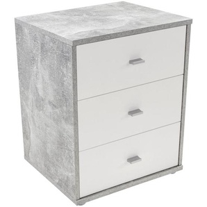 Xxxl Nachtschrank, Weiß, Hellgrau, Kunststoff, 3 Schubladen, 50x54.8x34.6 cm, Schlafzimmer, Nachttische
