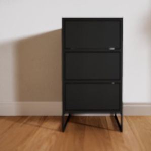 Nachtschrank Schwarz - Eleganter Nachtschrank: Schubladen in Schwarz - Hochwertige Materialien - 41 x 72 x 47 cm, konfigurierbar
