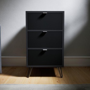 Nachtschrank Schwarz - Eleganter Nachtschrank: Schubladen in Schwarz - Hochwertige Materialien - 41 x 72 x 47 cm, konfigurierbar