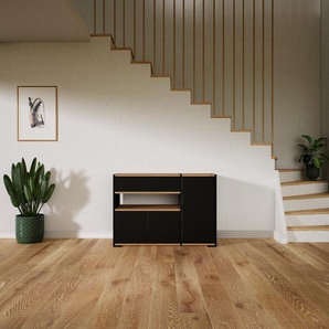 Nachtschrank Schwarz - Nachtschrank: Schubladen in Schwarz & Türen in Schwarz - Hochwertige Materialien - 115 x 81 x 47 cm, konfigurierbar