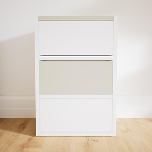 Nachtschrank Weiß - Eleganter Nachtschrank: Schubladen in Weiß - Hochwertige Materialien - 41 x 60 x 34 cm, konfigurierbar