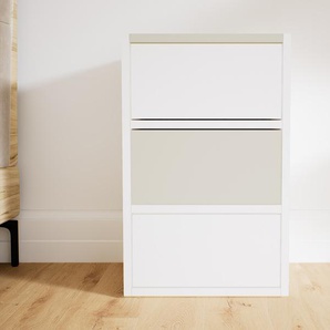 Nachtschrank Weiß - Eleganter Nachtschrank: Schubladen in Weiß - Hochwertige Materialien - 41 x 60 x 34 cm, konfigurierbar