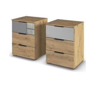 Nachttisch 2er-Set Skyla - holzfarben - Materialmix - 47 cm - 62 cm | Möbel Kraft