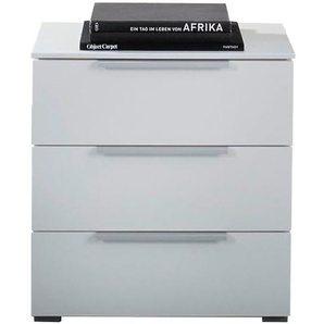 Nachttisch Ajana, weiß matt, 61 cm, mit 3 Schubkästen