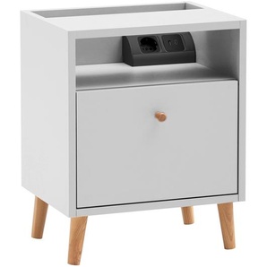 Nachttisch »Bjarne« mit Ladefunktion, matt weiß