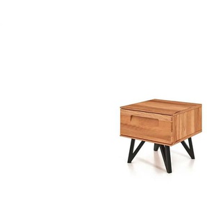 Nachttisch mit 1 Schub - holzfarben - Materialmix - 45 cm - 42 cm | Möbel Kraft