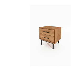 Nachttisch mit 2 Schüben - holzfarben - Materialmix - 51 cm - 50 cm | Möbel Kraft