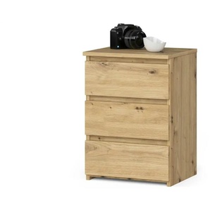 Nachttisch mit 3 Schubladen - holzfarben - Materialmix - 40 cm - 57 cm | Möbel Kraft