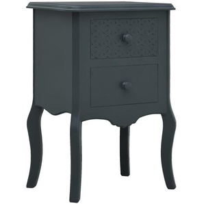 Nachttisch Nachtschrank Couchtisch mit 2 Schubladen, Nachtkommode für Wohnzimmer Schlafzimmer, Französisch 43x32x65cm Grau