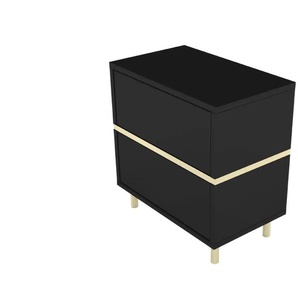 Nachttisch - schwarz - Materialmix - 49 cm - 50,5 cm | Möbel Kraft