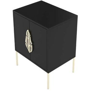 Nachttisch - schwarz - Materialmix - 54 cm - 69 cm | Möbel Kraft