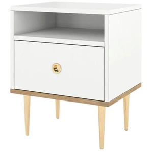 Nachttisch - weiß - Materialmix - 44 cm - 54 cm | Möbel Kraft