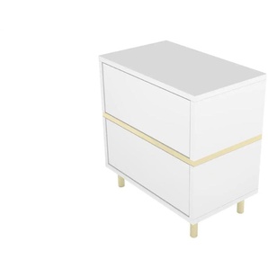 Nachttisch - weiß - Materialmix - 49 cm - 50,5 cm | Möbel Kraft