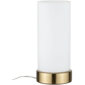 Nachttischlampe PAULMANN Pinja Lampen Gr. Ø 11,0 cm Höhe: 24,4 cm, weiß (weiß, messingfarben) Nachttischleuchten E14