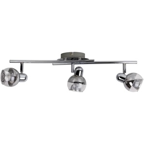 näve Deckenspots »Boccia«, 3 flammig, Leuchtmittel GU10   LED wechselbar, 1flg. incl. LED GU10 6W, chrom, Glasschirm, verstellbarer Spot, D:14cm