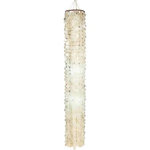 Näve Hängeleuchte 696123 Capiz, Natur, Weiß, Holz, Rattan, 200 cm, RoHS, Lampen & Leuchten, Innenbeleuchtung, Hängelampen, Esstischlampen