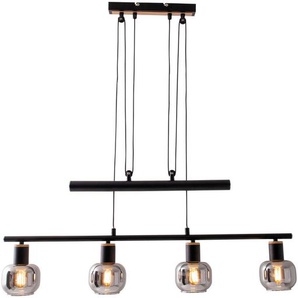 Näve Hängeleuchte Fumoso, Schwarz, Metall, Glas, 10x100-160x78 cm, höhenverstellbar, Lampen & Leuchten, Innenbeleuchtung, Hängelampen, Esstischlampen